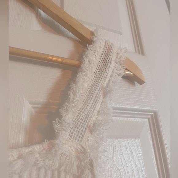White Ribbed Summer Dress with Fringe - Picture 2 of 5